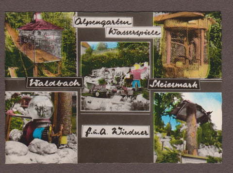 AK Waldbach. Alpengarten. Wasserspiele. F. u. A. Wiedner.