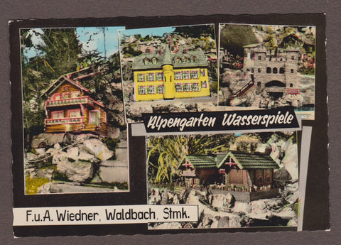 AK Waldbach. Alpengarten. Wasserspiele. F. u. A. Wiedner.