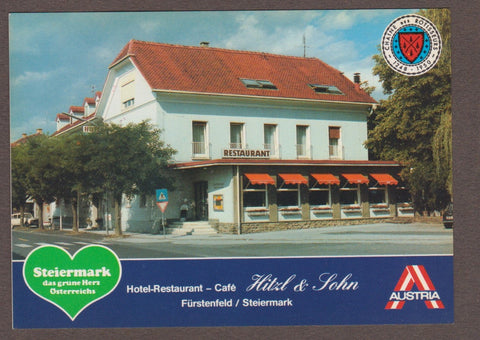 AK Fürstenfeld, Bahnhofstraße. Hotel Restaurant Cafe Hitzl & Sohn.