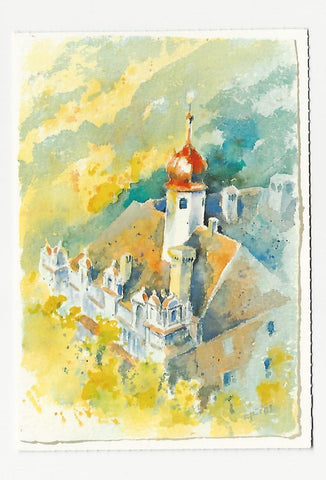 AK Schloss Herberstein. Aquarell Udo Querch.