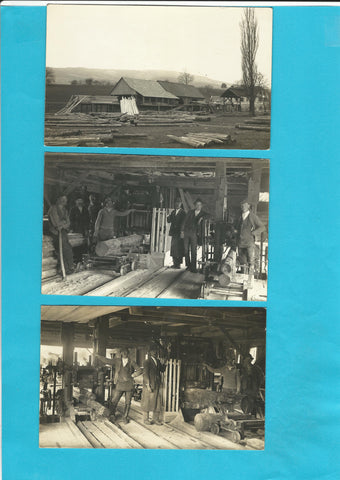 3 Fotos "Sägewerk in Pöllau mit Wohnhaus" (1925)