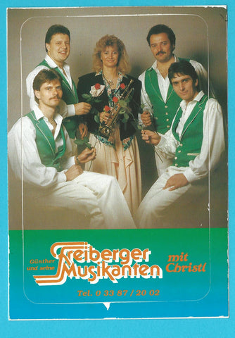 Autogrammkarte Günther und seine Freiberger Musikanten mit Christl. Söchau.