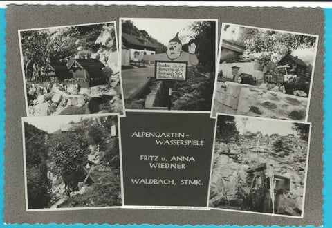 AK Waldbach. Alpengarten - Wasserspiele. Fritz u. Anna Wiedner.