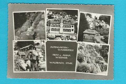 AK Waldbach. Alpengarten-Wasserspiele Fritz und Anna Wiedner.
