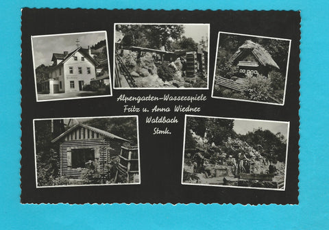 AK Waldbach. Alpengarten-Wasserspiele Fritz und Anna Wiedner.