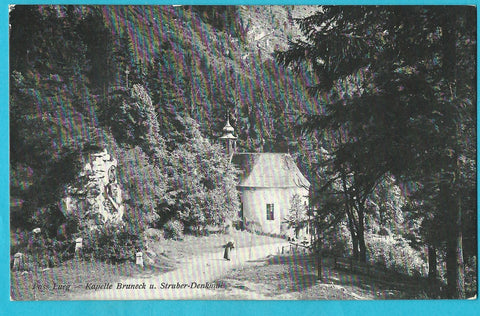 AK Pass Lueg. Kapelle Bruneck u. Struber-Denkmal. (1912)