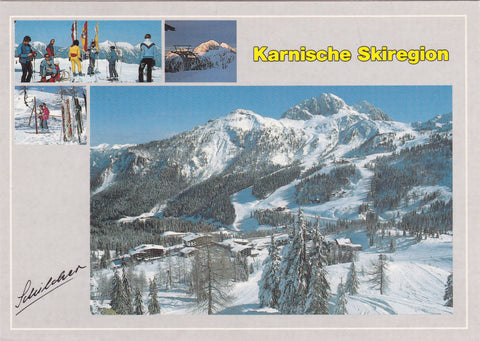 AK Karnische Skiregion. Blick auf die Sonnenalpe Naßfeld mit Gartnerkofel und Watschiger Alm.