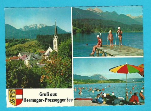 AK Gruß aus Hermagor Pressegger See.