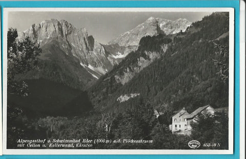 AK Alpengasthof u. Schwimmbad Eder a. d. Plöckenstrasse mit Cellon u. Kellerwand. (1940-41)