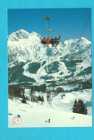 AK Karnische Skiregion. Trögl-4er-Sesselbahn auf die Tressdorfer Höhe mit Sonnenalpe Nassfeld.