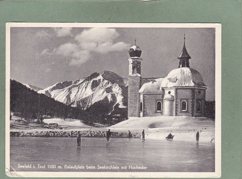 AK Seefeld i. Tirol. Eislaufplatz beim Seekirchlein mit Hocheder.