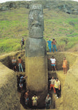 AK Utgraving av for historisk stentötte pa Paskeöya. Excavation of ancient stone statues on Easter Island.