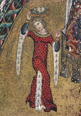 AK Venezia. Basilica S. Marco - Battistero. Mosaico del sec. XIV - Banchetto di Erode. Salome.