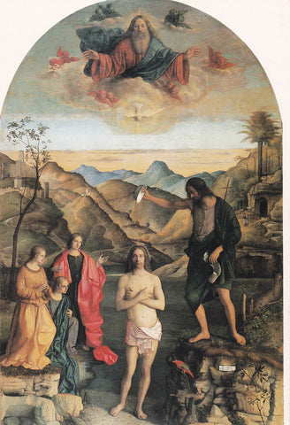 AK Vicenza. Chiesa di S. Corona. Altare di S. Giovanni. Rocco da Vicenza: Battesimo di Gesu.