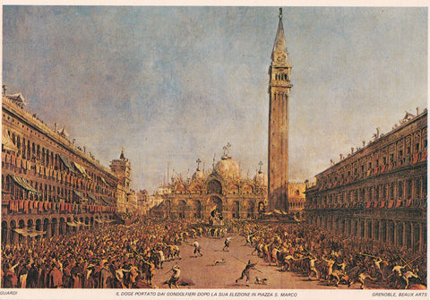 AK Guardi. Il Doge portato dai Gondolfieri dopo la sua Elezione in Piazza S. Marco. Grenoble, Beaux Arts.