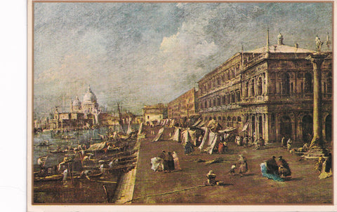 AK Francesco Guardi. Venezia. Il molo, le gondole e la Chiesa della Salute.