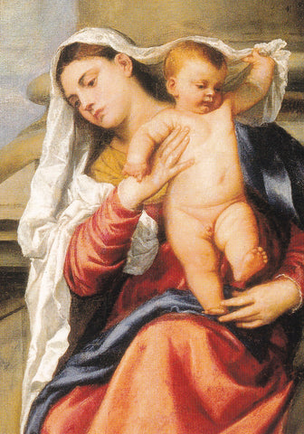 AK Venezia. Basilica dei Frari.  Pala di Ca' Pesaro. Madonna con il Bambino. Tiziano.