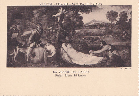 AK Venezia. Mostra di Tiziano (1935). La Venere del Pardo. Parigi Museo del Louvre.