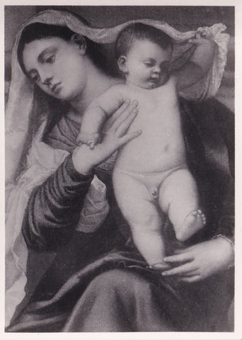 AK Venezia. Basilica S. M. Gloriosa dei Frari. Tiziano La Madonna di Ca Pesaro. Dettaglio.