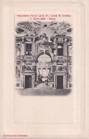 Ticket Fresques du G. B. Tiepolo dans le Palais Labia. Proprietaire Palais Labia M. r Leone R. Oreffice S. Moise 2060 - Venise.