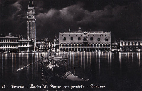 AK Venezia - Bacino S. Marco con gondola - Notturno.