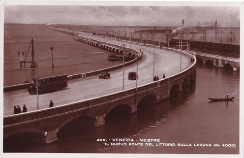 AK Venezia Mestre. Il Nuovo Ponte del Littorio sulla Laguna.