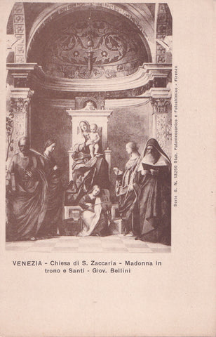 AK Venezia - Chiesa di S. Zaccaria - Madonna in trono e Santi - Giov. Bellini.