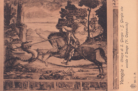 AK Venezia - Chiesa di S. Giorgio. - S. Giorgio che uccide il Drago (V. Carpaccio)