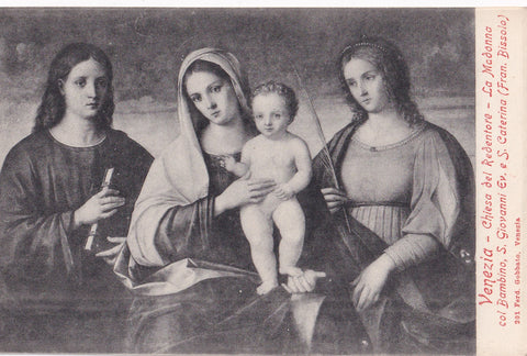 AK Venezia - Chiesa del Redentore - La Madonna col Bambino, S. Giovanni Ev. e S. Caterina (Fran. Bissolo)