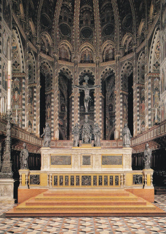 AK Padova. Basilica del Santo. Altare Maggiore con le sculture di Donatello.