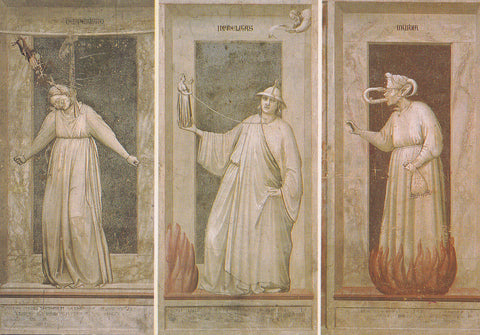 AK Padova. Cappella degli Scrovegni. Giotto. La disperazione L'Infedelta - L'invidia.