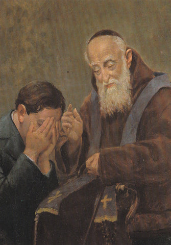 AK Padova Santuario di S. Leopoldo Mandic Convento dei Frati Cappuccini Piazzale S. Croce 44. Dipinto raffigurante S. Leopoldo Mandic con penitente.