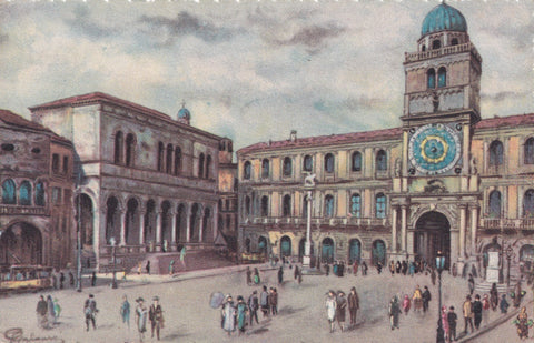 AK Padova. Piazza Unita d'Italia. Palazzo del Capitanio. Torre dell'Orologio e Loggia della Gran Guardia.