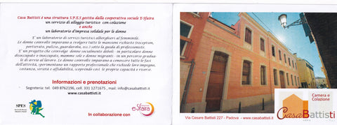 Werbe-Karte Padova Casa battisti. Via Cesare Battisti 27.