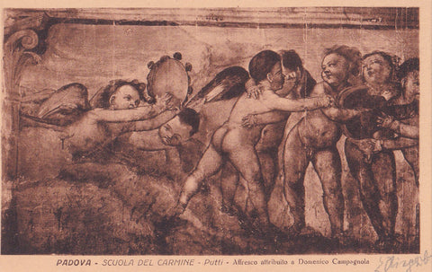 AK Padova. Scuola del Carmine Putti - Affresco attribuito a Domenico Campagnola.