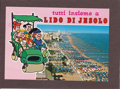 AK Tutti insieme a Lido di Jesolo. (Familie Feuerstein, Flintstones)