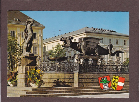 AK Klagenfurt. Neuer Platz. Lindwurmbrunnen.