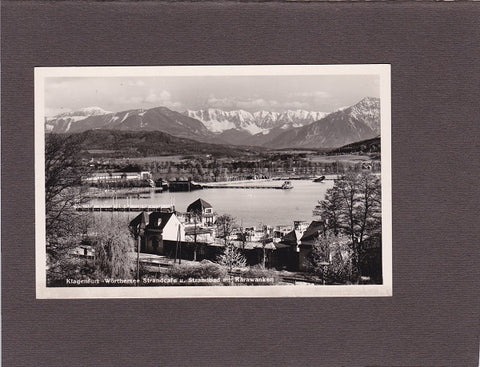 AK Klagenfurt – Wörthersee Strandcafe u. Strandbad mit Karawanken.