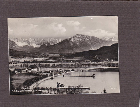 AK Klagenfurt. Wörthersee, Strandbad und Karawanken.