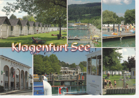 AK Klagenfurt See. Strandbad mit Wasserrutsche.