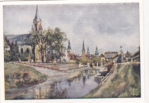 AK Klagenfurt-Stadt mit Lendhafen. Nach einem Aquarell v. Ed. Manhart.