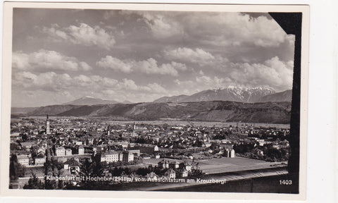 AK Klagenfurt mit Hochobir vom Aussichtsturm am Kreuzbergl. (1930)