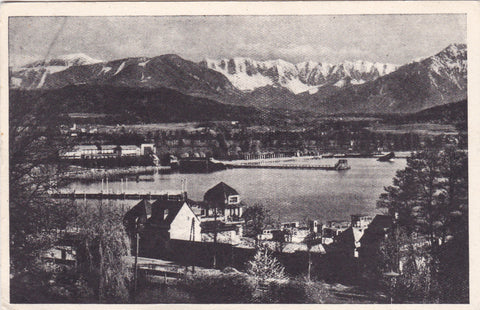 AK Klagenfurt - Wörther See. Strandbad mit Karawanken. (1946)