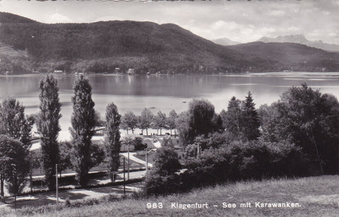 AK Klagenfurt - See mit Karawanken.