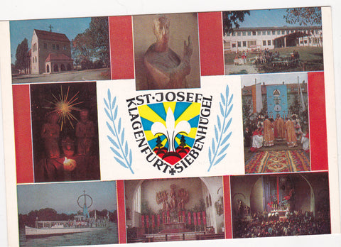 Werbe-AK Klagenfurt. St. Josef. Siebenhügel.
