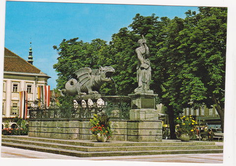 AK Klagenfurt. Lindwurmbrunnen am Neuen Platz.