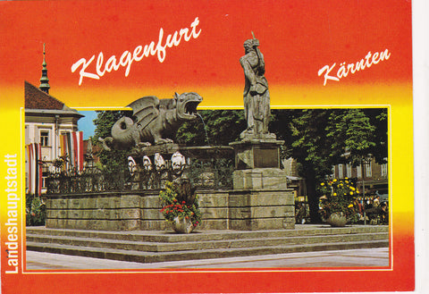 AK Klagenfurt. Lindwurmbrunnen am Neuen Platz.