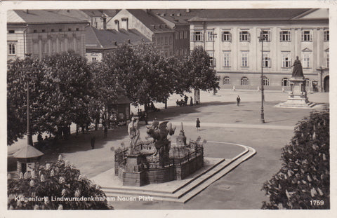 AK Klagenfurt. Lindwurmdenkmal am Neuen Platz (1930)