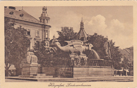 AK Klagenfurt, Lindwurmbrunnen. (1922/23)
