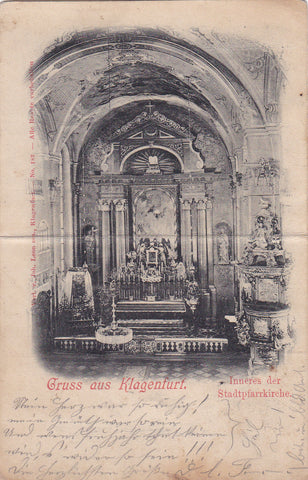 AK Gruss aus Klagenfurt. Inneres der Stadtpfarrkirche.
